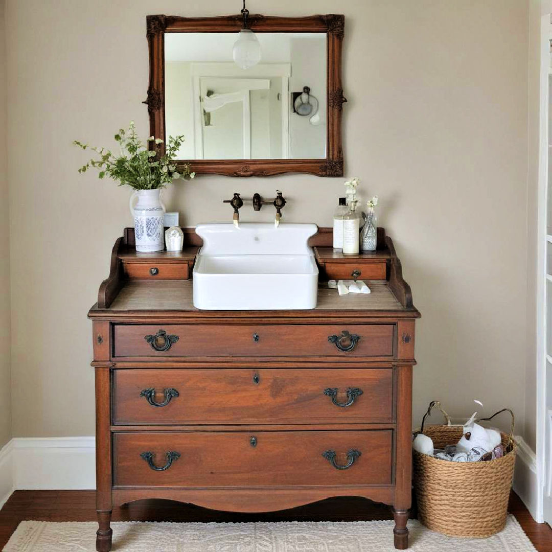 antique washstand as a changing table