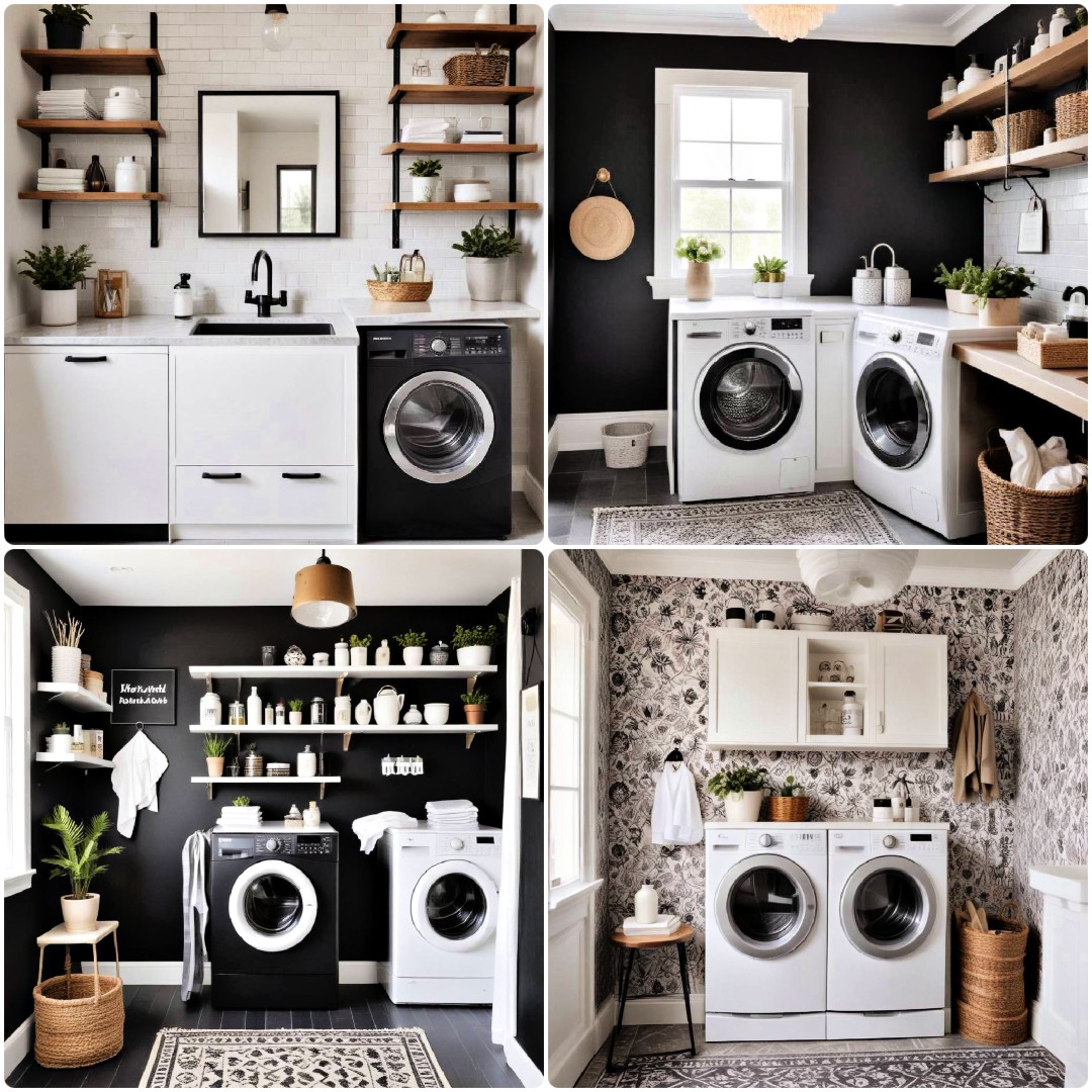 15 Black and White Laundry Room Ideas We Love
