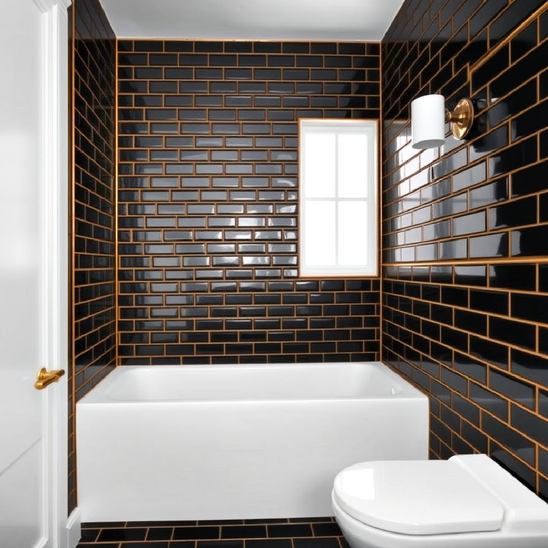 black tiles with gold grout for subtle contrast