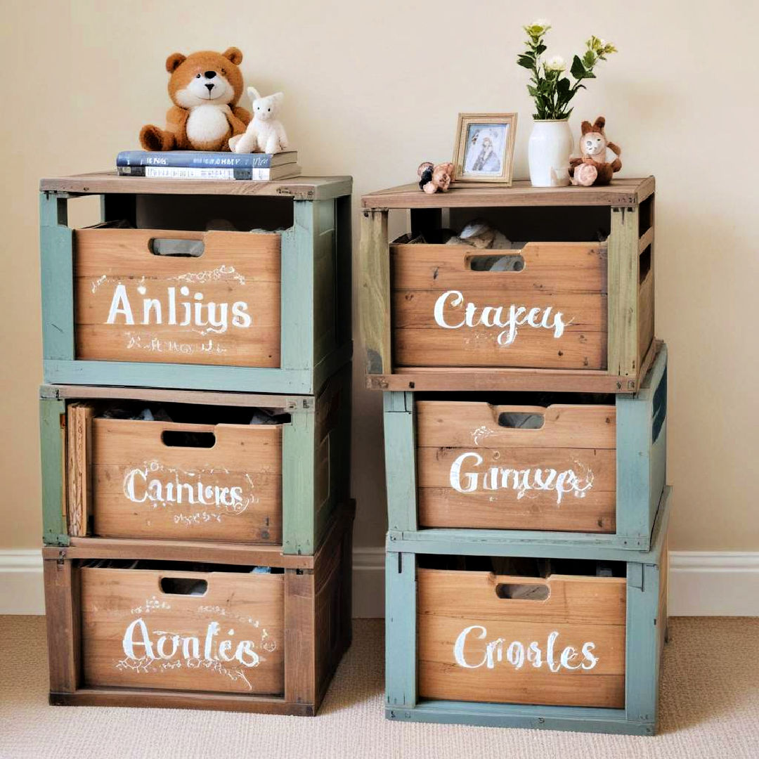 hand painted wooden crates for storage