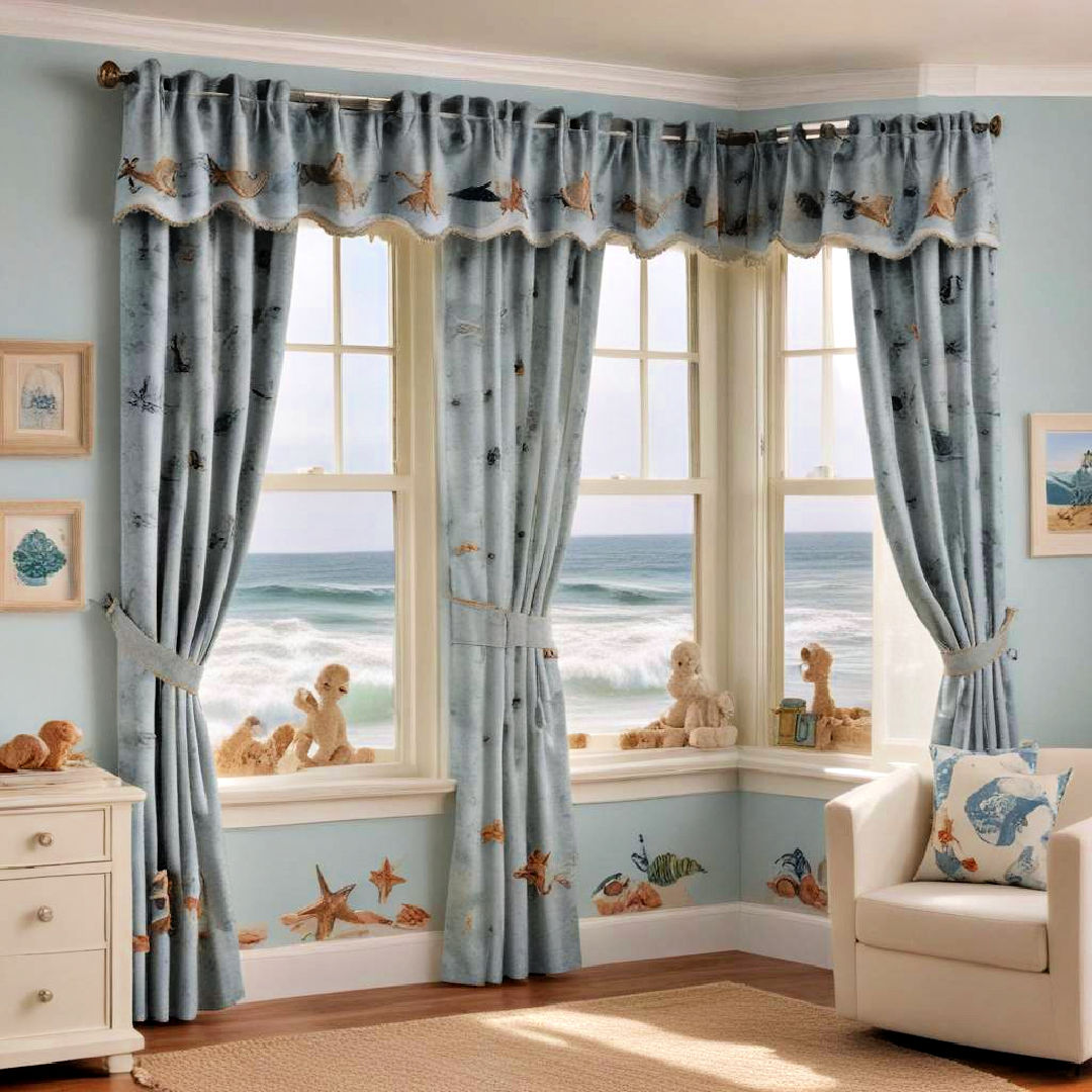 ocean themed window curtains