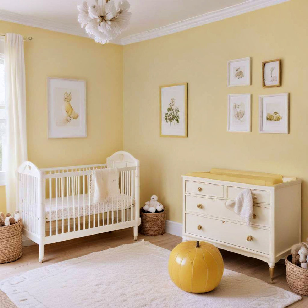 soft lemon walls with white accents