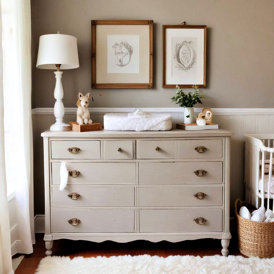 vintage dresser with changing station