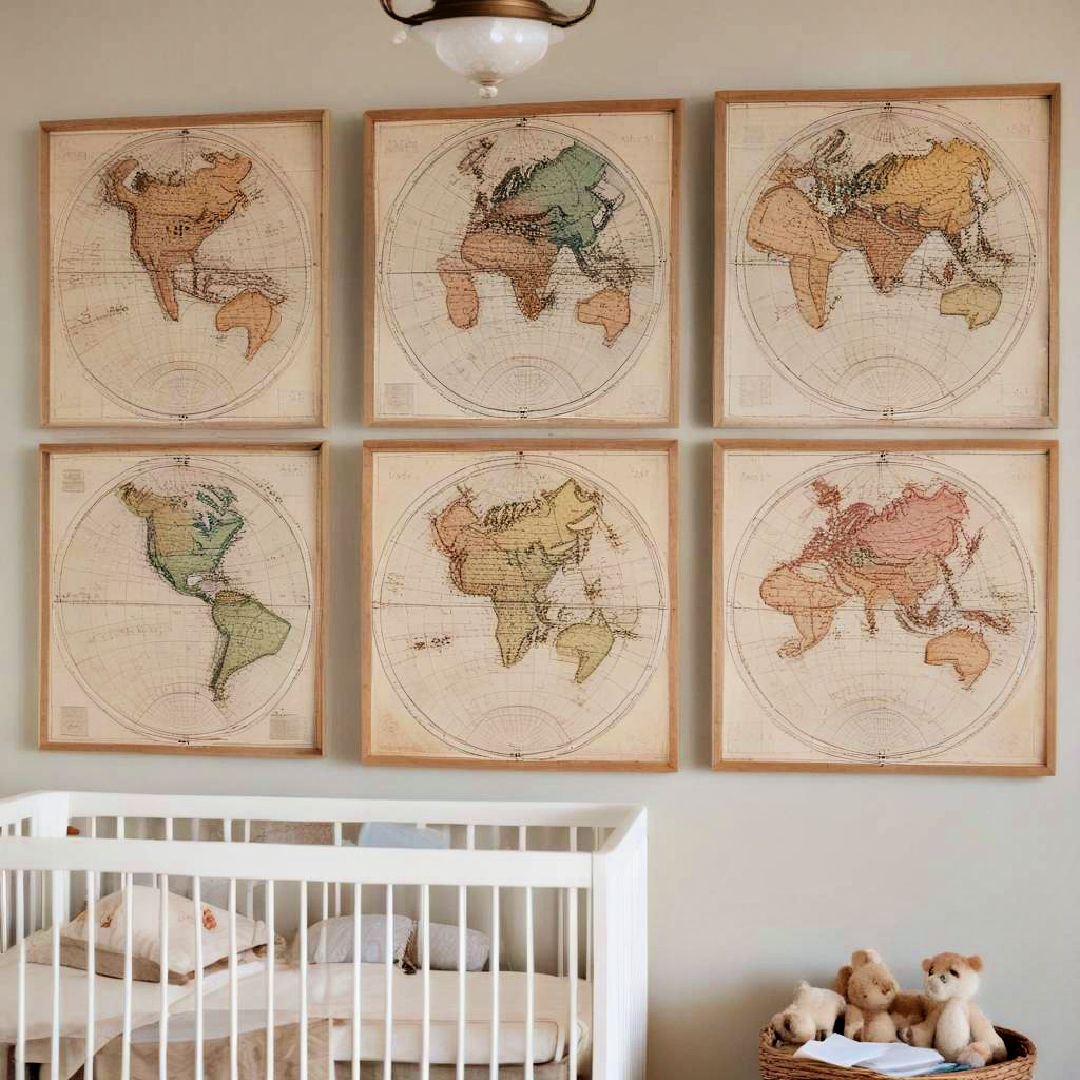 vintage maps as wall art