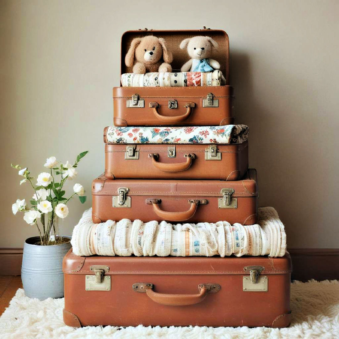 vintage suitcase storage