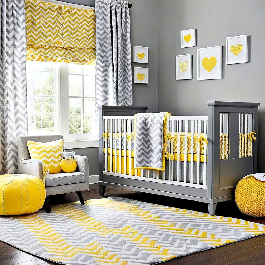 yellow and grey chevron patterns