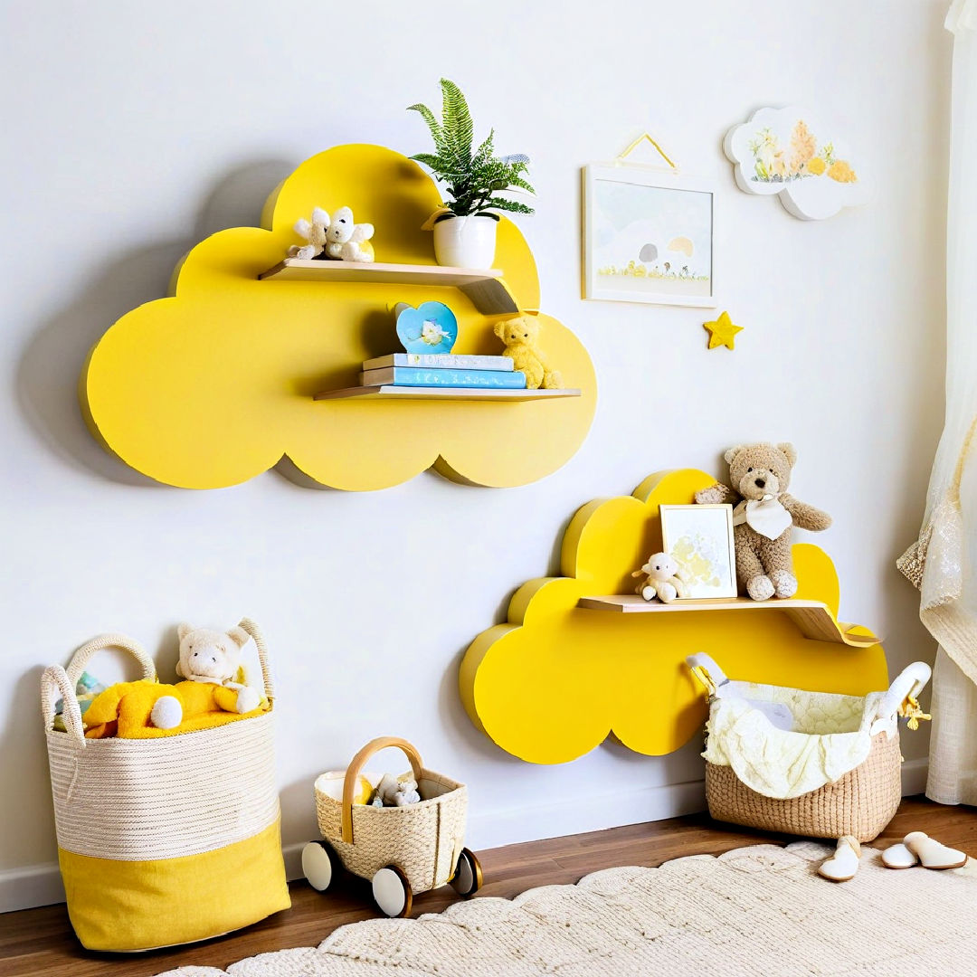 yellow cloud wall shelves