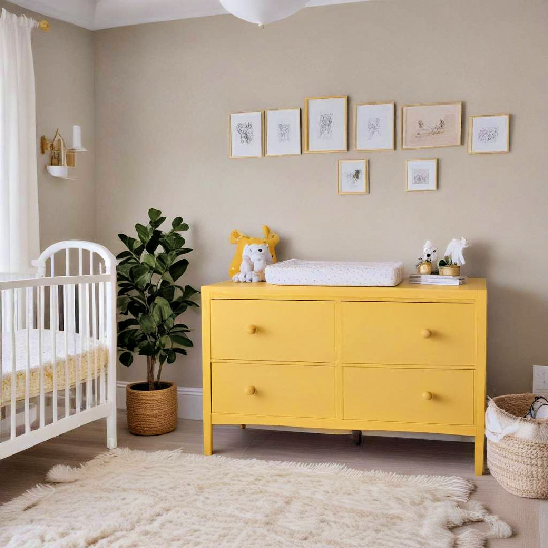 yellow dresser or changing table