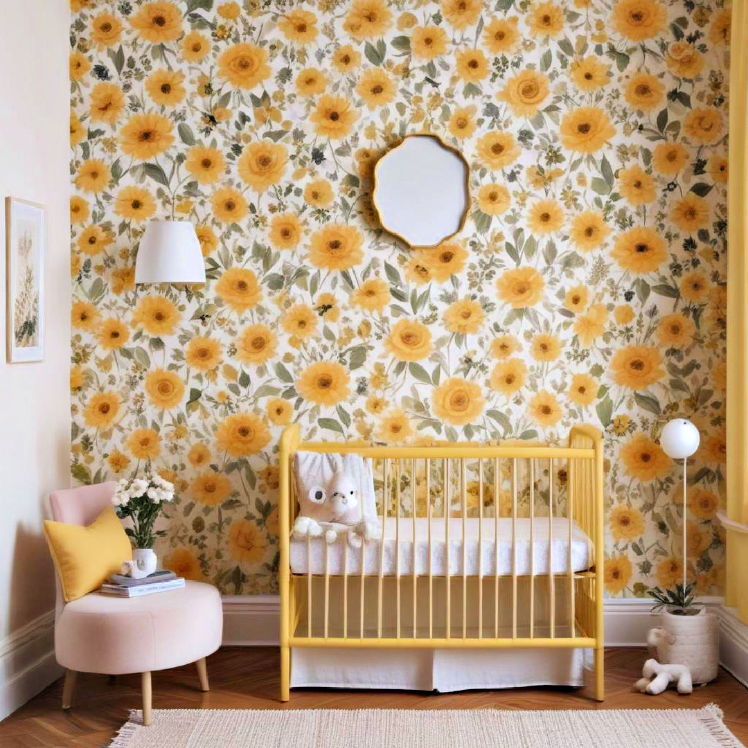 yellow floral wallpaper