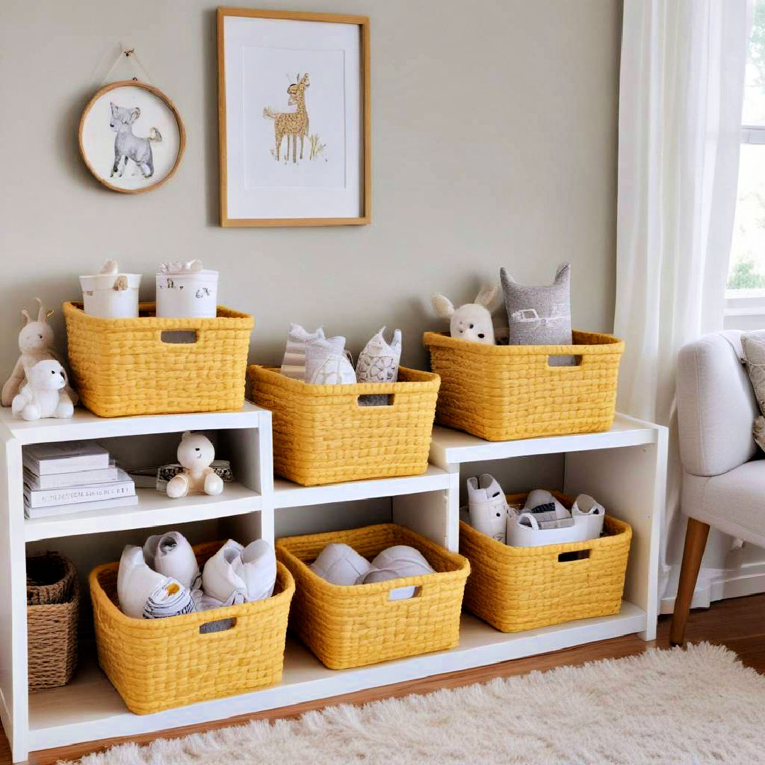 yellow storage baskets