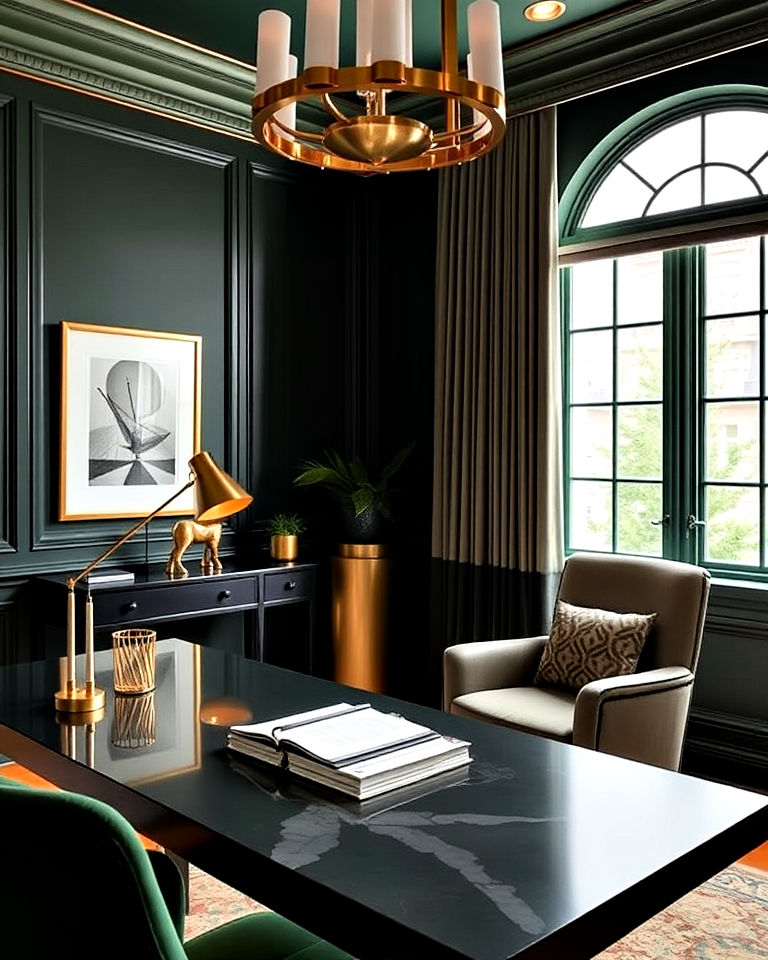 25 Dark Green Home Office Ideas That Make A Statement