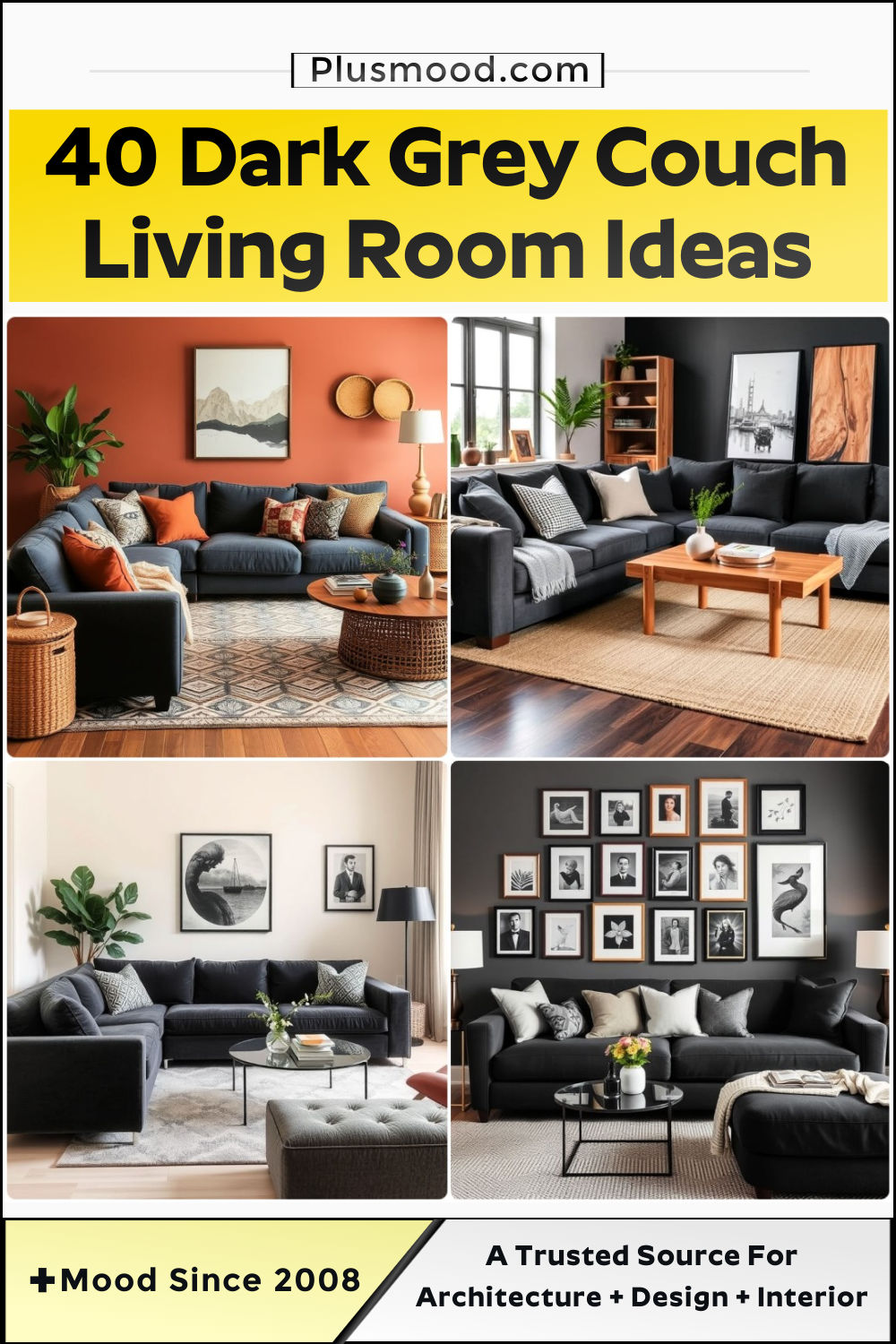 40 Dark Grey Couch Living Room Ideas To Get Inspired