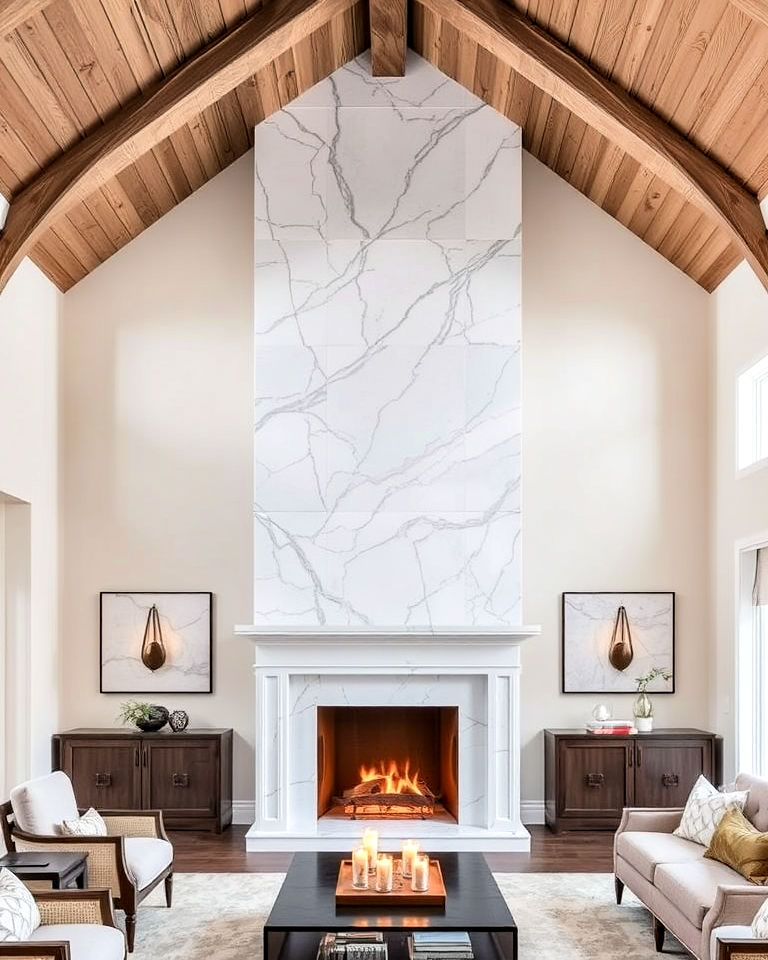 20 Living Rooms with Vaulted Ceilings and Fireplace Ideas