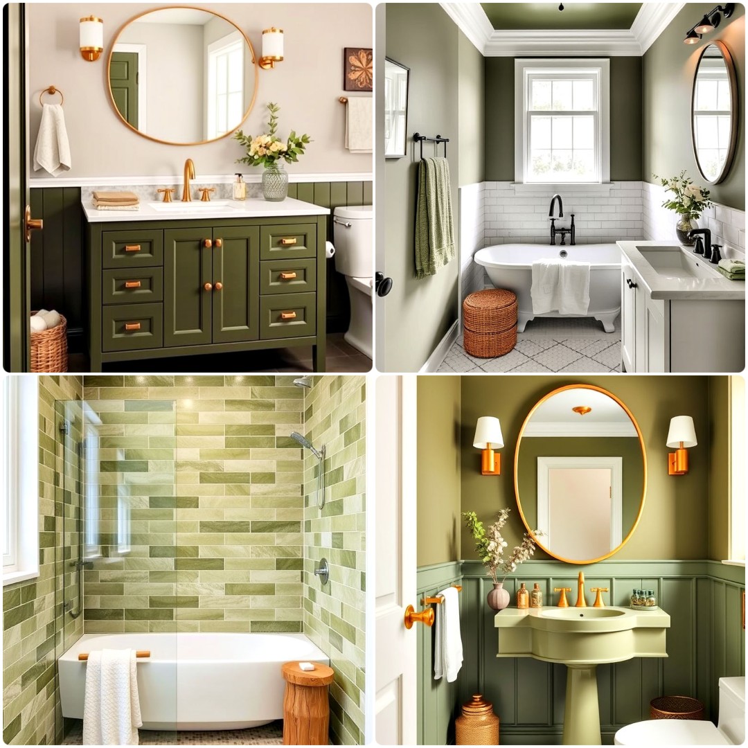 20 Olive Green Bathroom Ideas for A Relaxing Vibe