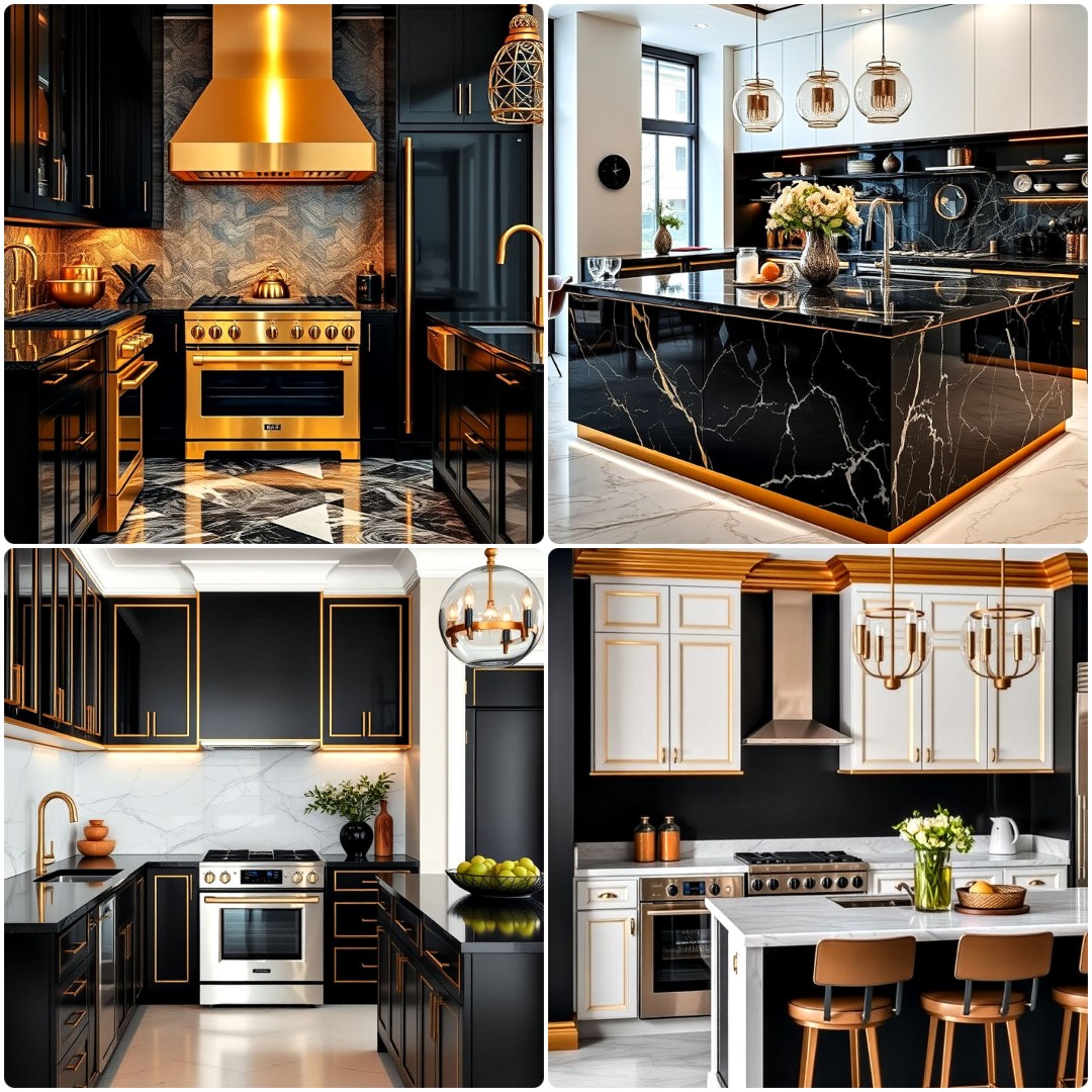 30 Black and Gold Kitchen Ideas for Glamorous Interiors