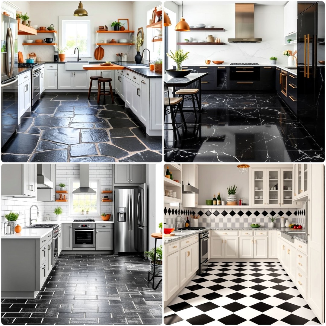 30 Black Kitchen Floor Ideas To Match Any Style