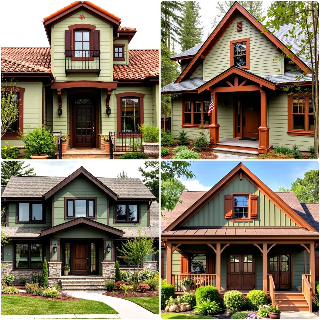 20 Sage Green Houses With Brown Trim Ideas To Copy