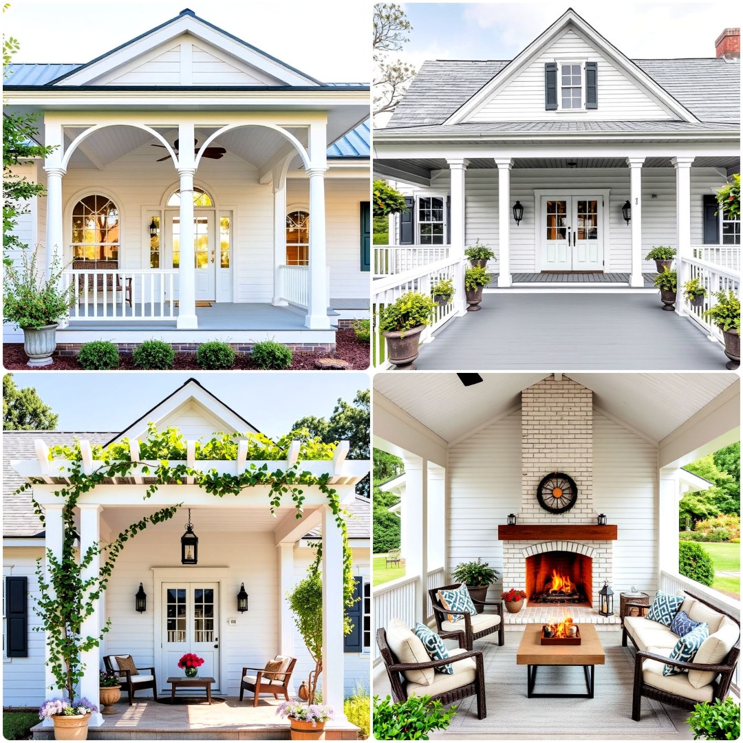 20 White Farmhouses With Wrap-around Porches