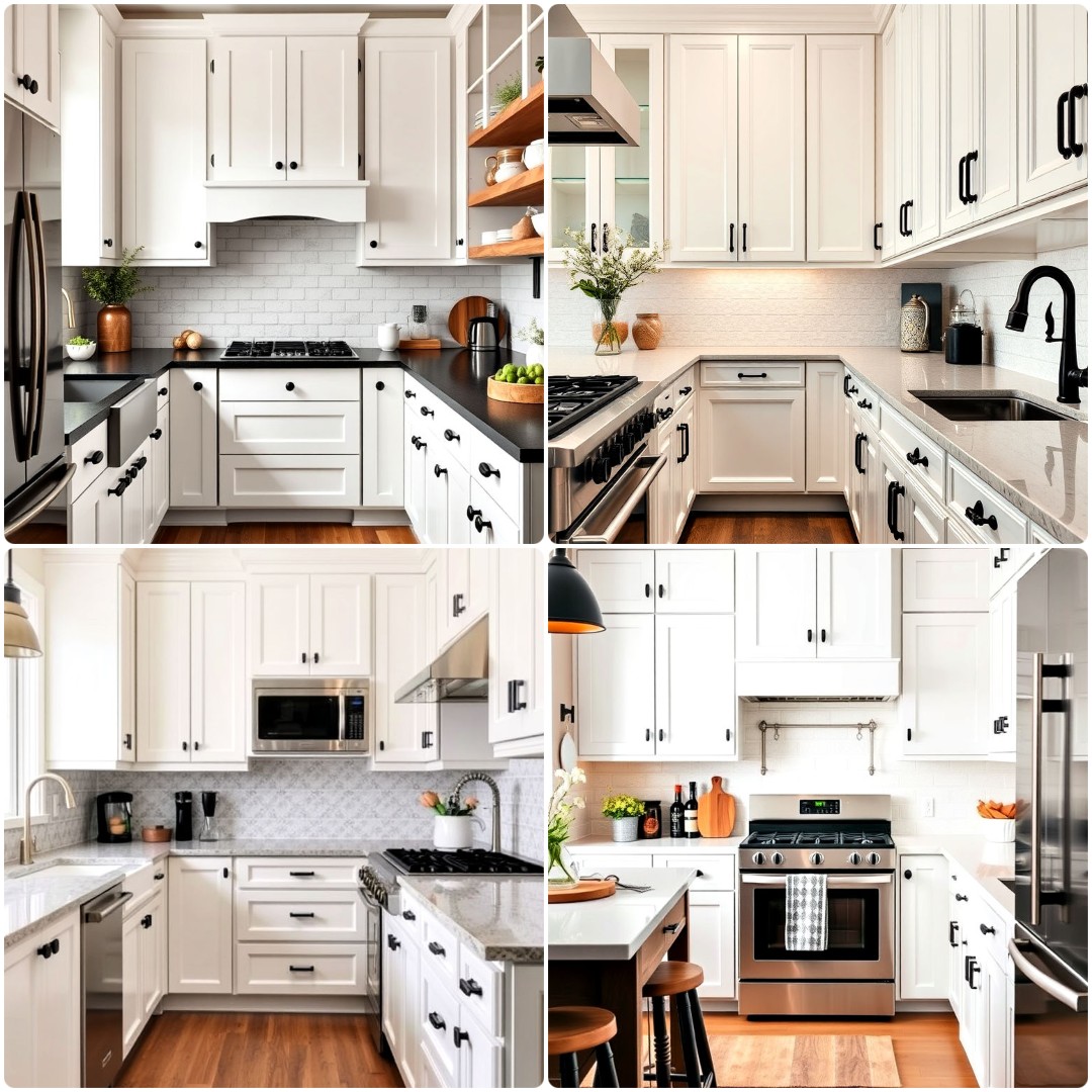 25 White Kitchen Cabinets With Black Hardware To Copy