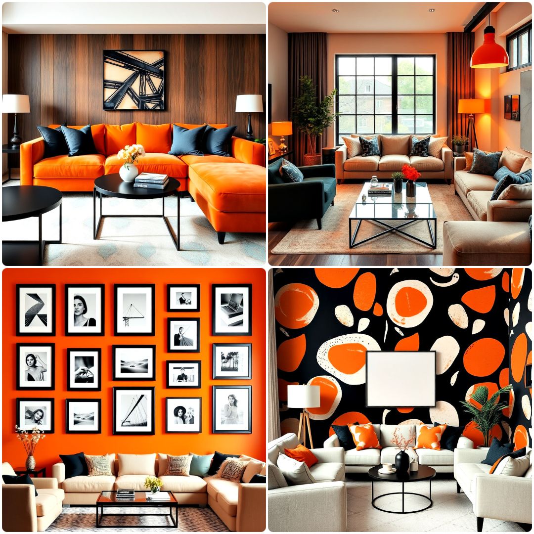 20 Black and Orange Living Room Ideas That Pop with Style