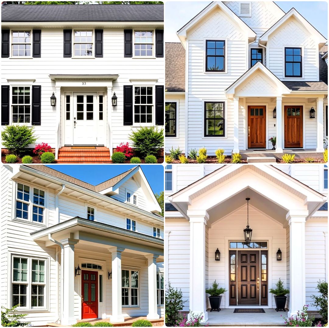 View of 25 White Siding House Ideas that Make A Statement